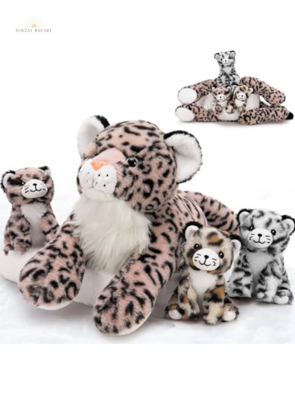 4-in-1 Plush Cheetah Set with Babies, 18" Stuffed Animal Family, Ultra Soft